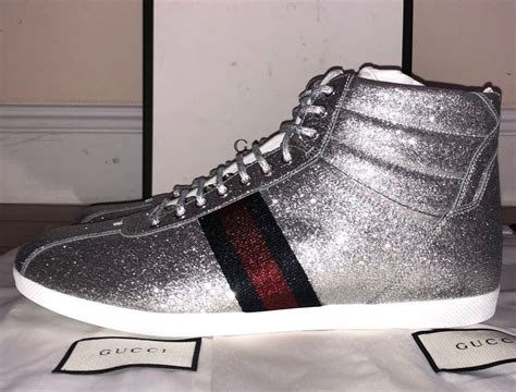 gucci silver high top sneakers.